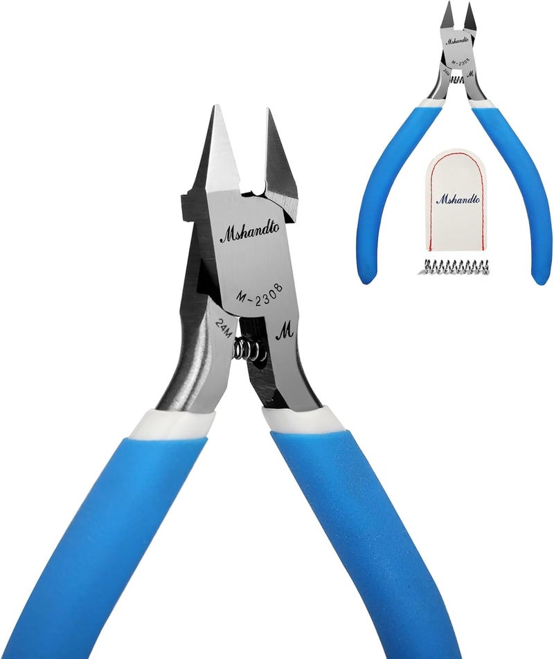 mshandto Model Nippers, 4.4" Thin Single Blade Sprue Cutter Hobby Nippers, Gundam Model Tools for Cutting Thin Plastic, Beginner Trimming, Picking Up Pieces, with Protective Cover & Replacement Spring - Image 1